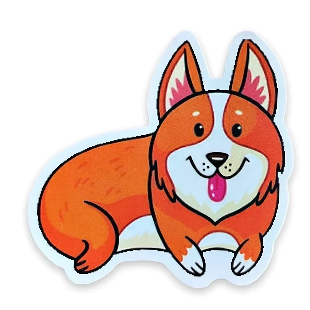 Lying Down Attentive Corgi Sticker